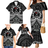 Personalised Toitu Te Tiriti Aotearoa Silver Fern Family Matching Mermaid Dress and Hawaiian Shirt New Zealand Maori Pattern LT01 - Polynesian Pride