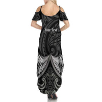 Personalised Toitu Te Tiriti Aotearoa Silver Fern Family Matching Summer Maxi Dress and Hawaiian Shirt New Zealand Maori Pattern LT01 - Polynesian Pride