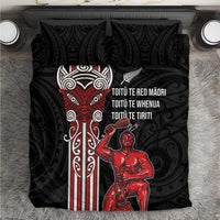 Toitu Te Reo Maori Toitu Te Whenua Toitu Te Tiriti Bedding Set Maori Warrior New Zealand LT01 Black - Polynesian Pride