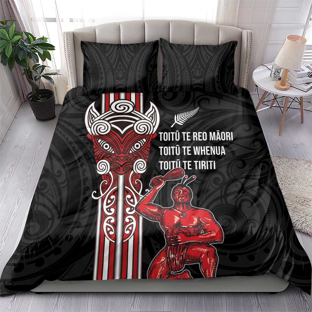 Toitu Te Reo Maori Toitu Te Whenua Toitu Te Tiriti Bedding Set Maori Warrior New Zealand LT01 - Polynesian Pride