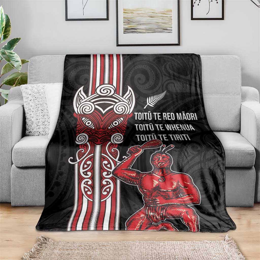Toitu Te Reo Maori Toitu Te Whenua Toitu Te Tiriti Blanket Maori Warrior New Zealand LT01 - Polynesian Pride