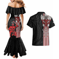 Toitu Te Reo Maori Toitu Te Whenua Toitu Te Tiriti Couples Matching Mermaid Dress and Hawaiian Shirt Maori Warrior New Zealand LT01 - Polynesian Pride
