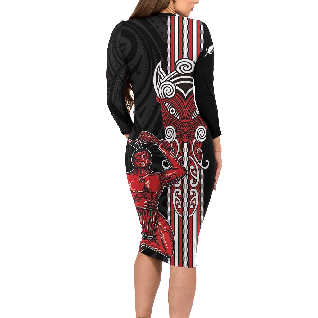 Toitu Te Reo Maori Toitu Te Whenua Toitu Te Tiriti Family Matching Long Sleeve Bodycon Dress and Hawaiian Shirt Maori Warrior New Zealand LT01 - Polynesian Pride