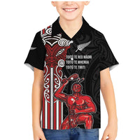 Toitu Te Reo Maori Toitu Te Whenua Toitu Te Tiriti Family Matching Mermaid Dress and Hawaiian Shirt Maori Warrior New Zealand LT01 Son's Shirt Black - Polynesian Pride