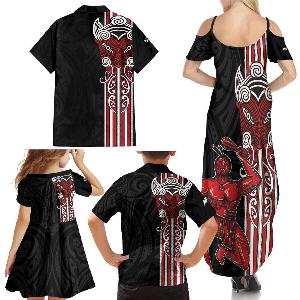 Toitu Te Reo Maori Toitu Te Whenua Toitu Te Tiriti Family Matching Summer Maxi Dress and Hawaiian Shirt Maori Warrior New Zealand LT01 - Polynesian Pride