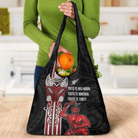 Toitu Te Reo Maori Toitu Te Whenua Toitu Te Tiriti Grocery Bag Maori Warrior New Zealand LT01 - Polynesian Pride