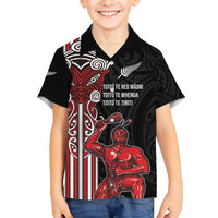 Toitu Te Reo Maori Toitu Te Whenua Toitu Te Tiriti Kid Hawaiian Shirt Maori Warrior New Zealand LT01 Kid Black - Polynesian Pride