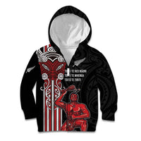 Toitu Te Reo Maori Toitu Te Whenua Toitu Te Tiriti Kid Hoodie Maori Warrior New Zealand LT01 Zip Hoodie Black - Polynesian Pride