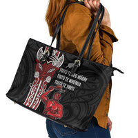 Toitu Te Reo Maori Toitu Te Whenua Toitu Te Tiriti Leather Tote Bag Maori Warrior New Zealand LT01 - Polynesian Pride