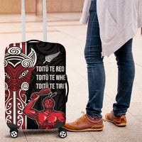 Toitu Te Reo Maori Toitu Te Whenua Toitu Te Tiriti Luggage Cover Maori Warrior New Zealand LT01 Black - Polynesian Pride