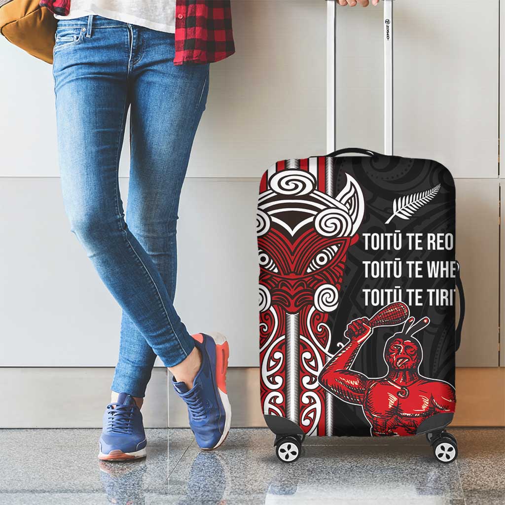 Toitu Te Reo Maori Toitu Te Whenua Toitu Te Tiriti Luggage Cover Maori Warrior New Zealand LT01 - Polynesian Pride