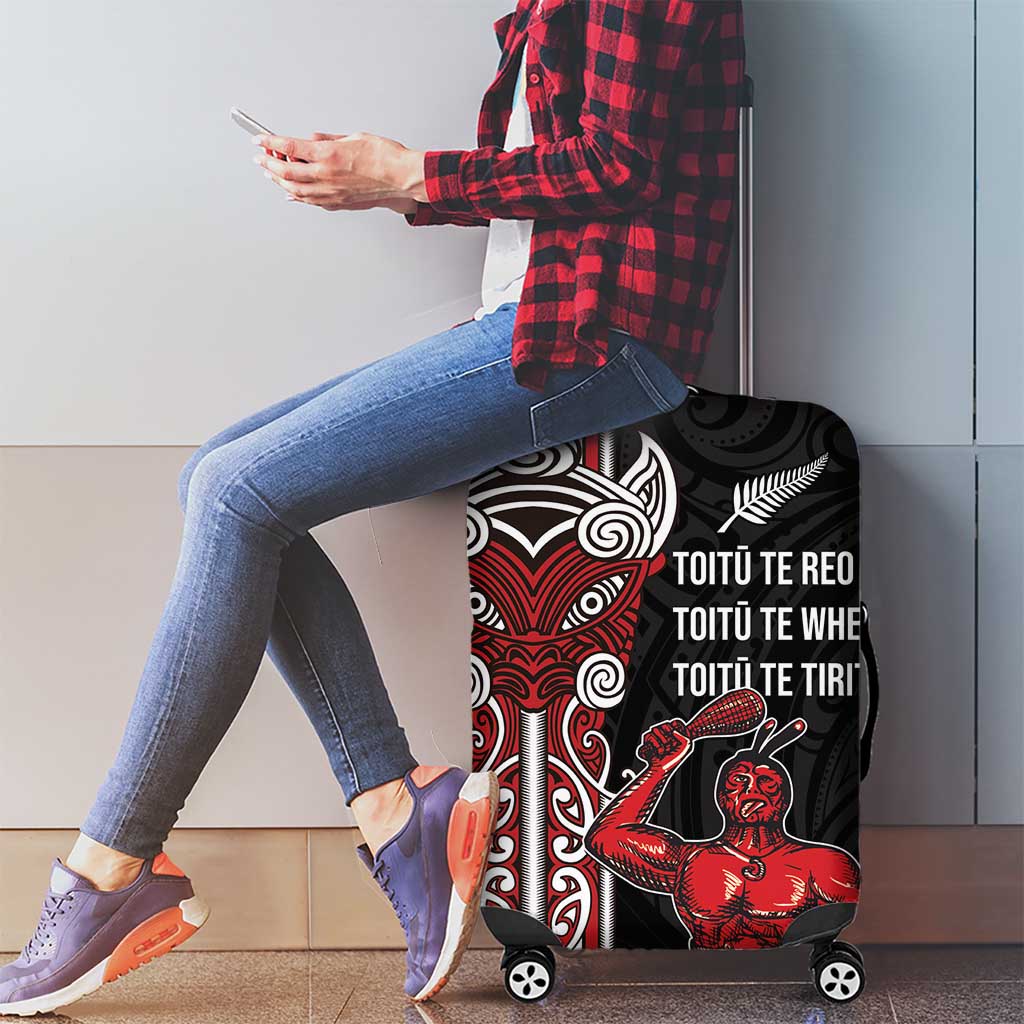 Toitu Te Reo Maori Toitu Te Whenua Toitu Te Tiriti Luggage Cover Maori Warrior New Zealand LT01 - Polynesian Pride