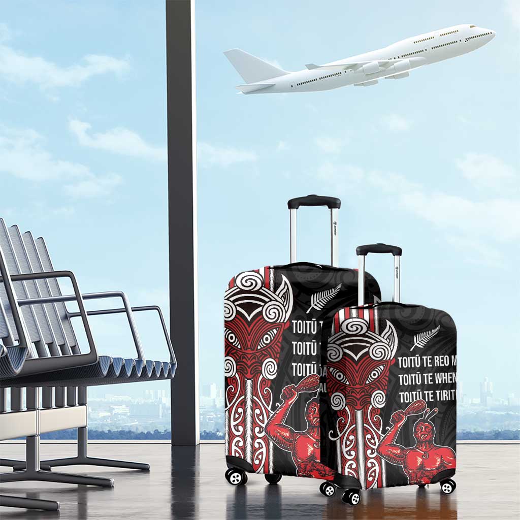 Toitu Te Reo Maori Toitu Te Whenua Toitu Te Tiriti Luggage Cover Maori Warrior New Zealand LT01 - Polynesian Pride