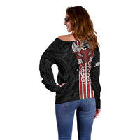 Toitu Te Reo Maori Toitu Te Whenua Toitu Te Tiriti Off Shoulder Sweater Maori Warrior New Zealand LT01 - Polynesian Pride