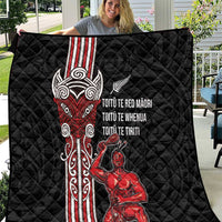Toitu Te Reo Maori Toitu Te Whenua Toitu Te Tiriti Quilt Maori Warrior New Zealand LT01 Black - Polynesian Pride
