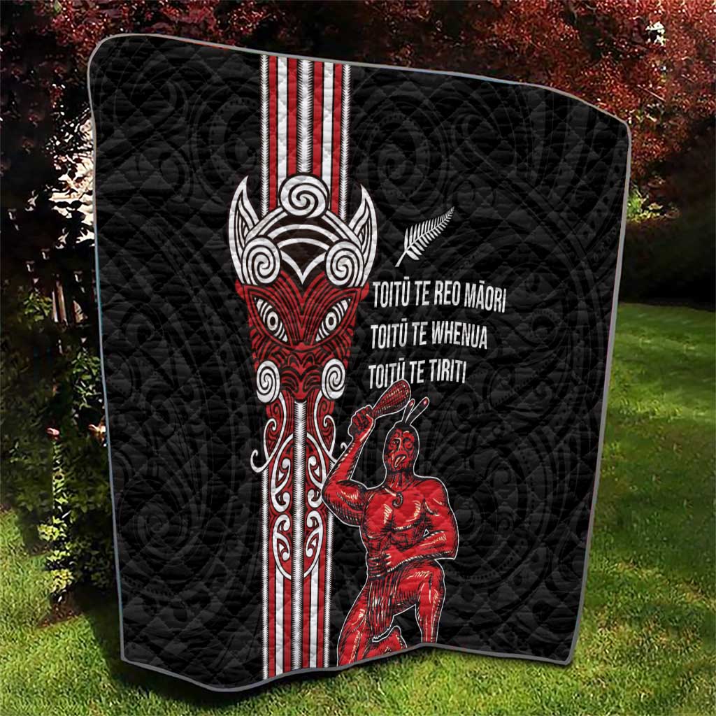 Toitu Te Reo Maori Toitu Te Whenua Toitu Te Tiriti Quilt Maori Warrior New Zealand LT01 - Polynesian Pride