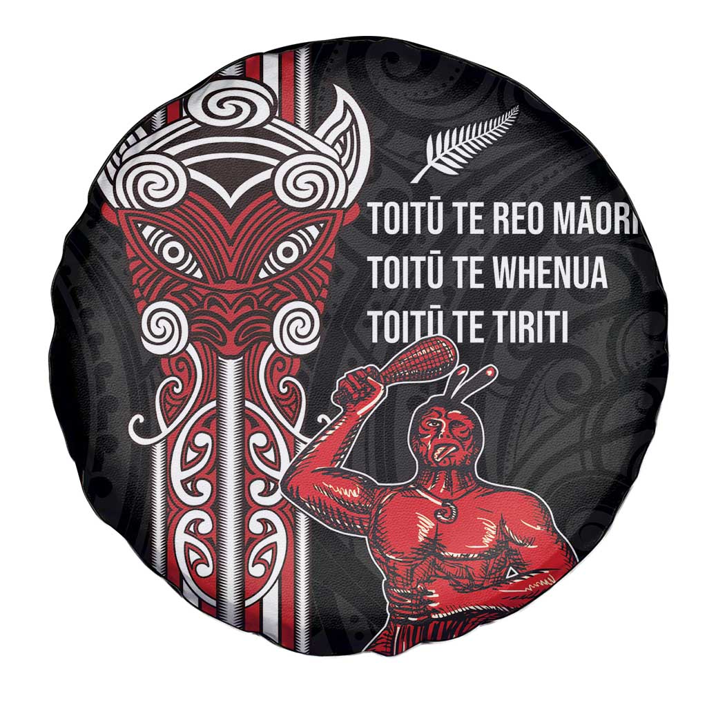 Toitu Te Reo Maori Toitu Te Whenua Toitu Te Tiriti Spare Tire Cover Maori Warrior New Zealand LT01 - Polynesian Pride