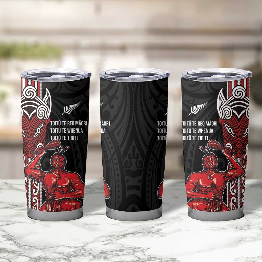 Toitu Te Reo Maori Toitu Te Whenua Toitu Te Tiriti Tumbler Cup Maori Warrior LT01 - Polynesian Pride