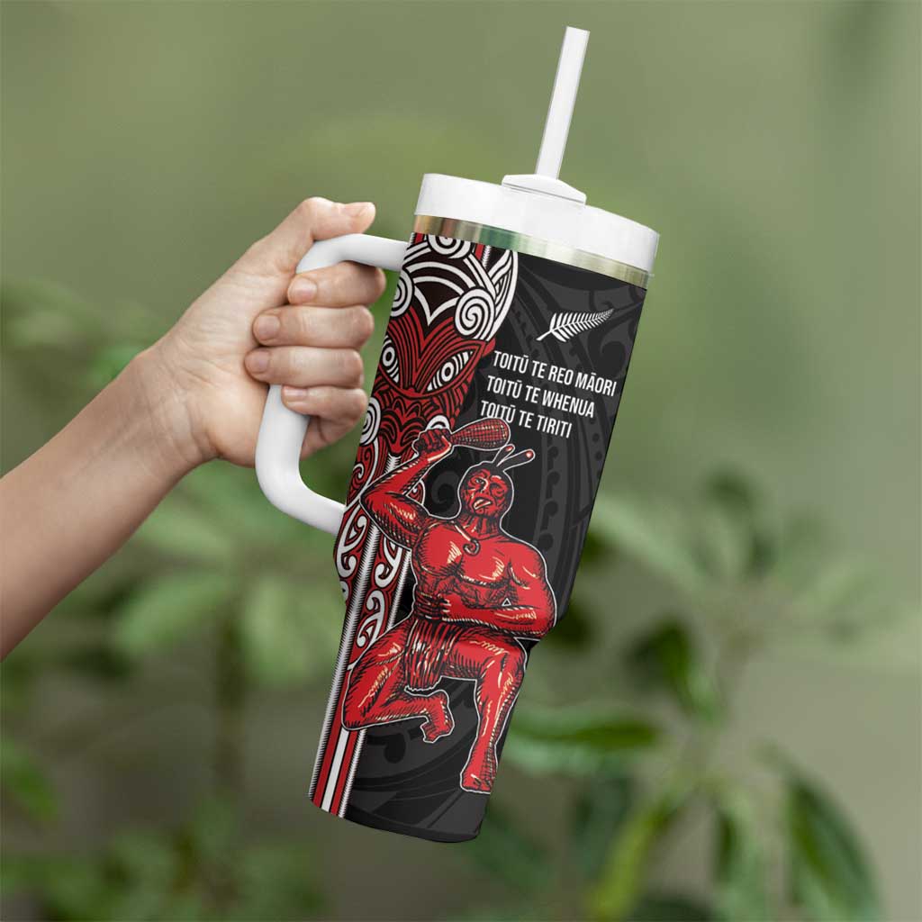 Toitu Te Reo Maori Toitu Te Whenua Toitu Te Tiriti Tumbler With Handle Maori Warrior