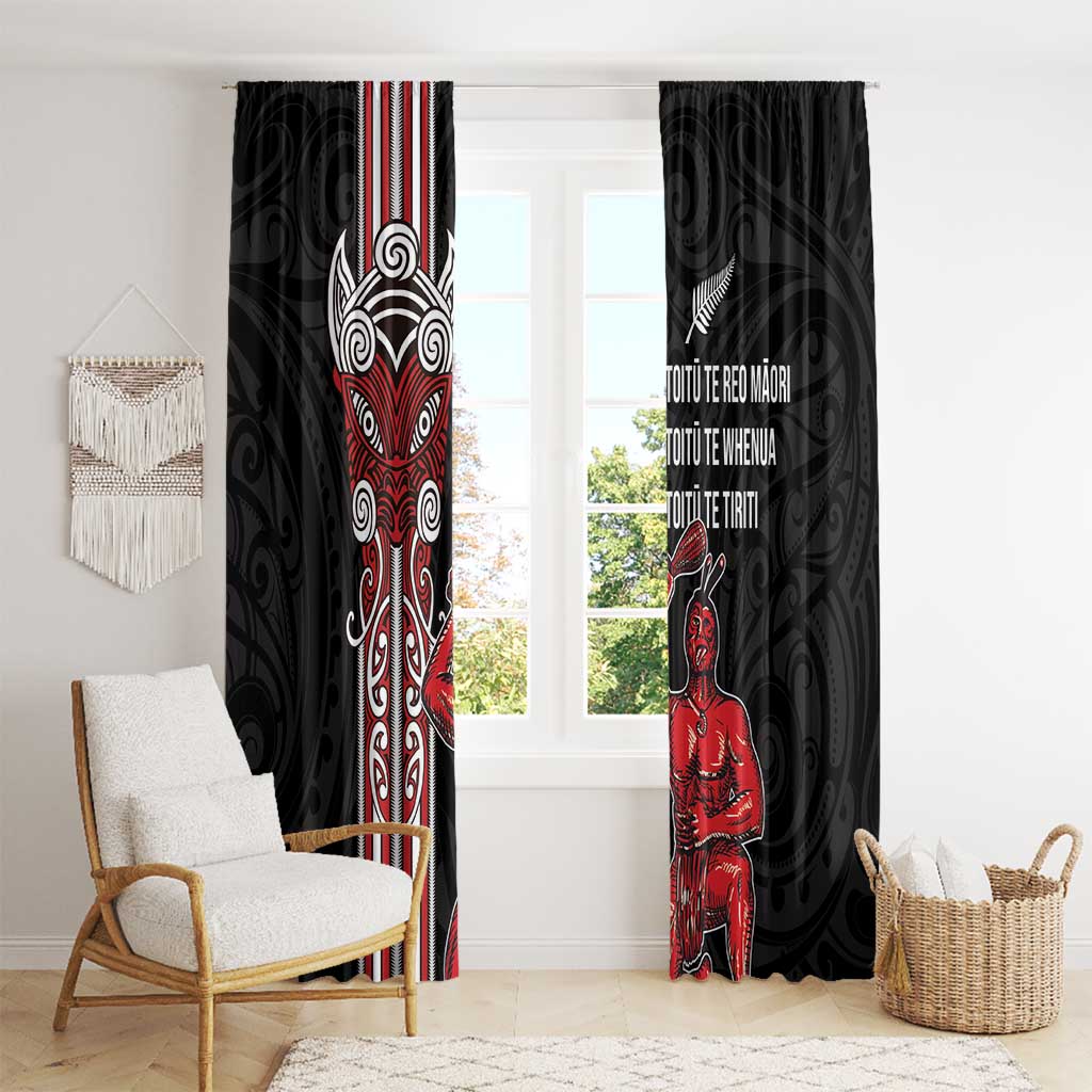 Toitu Te Reo Maori Toitu Te Whenua Toitu Te Tiriti Window Curtain Maori Warrior New Zealand LT01 - Polynesian Pride