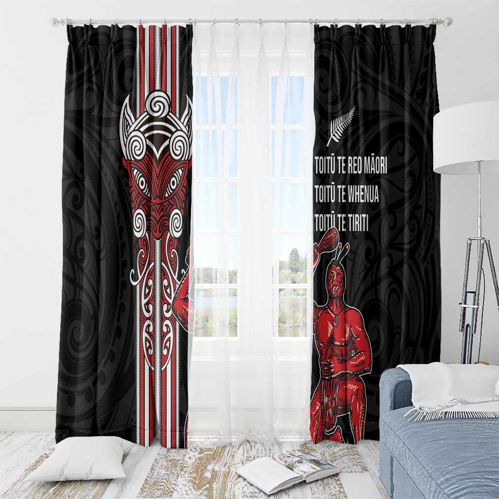 Toitu Te Reo Maori Toitu Te Whenua Toitu Te Tiriti Window Curtain Maori Warrior New Zealand LT01 - Polynesian Pride