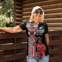 Toitu Te Reo Maori Toitu Te Whenua Toitu Te Tiriti Women Polo Shirt Maori Warrior New Zealand LT01 - Polynesian Pride