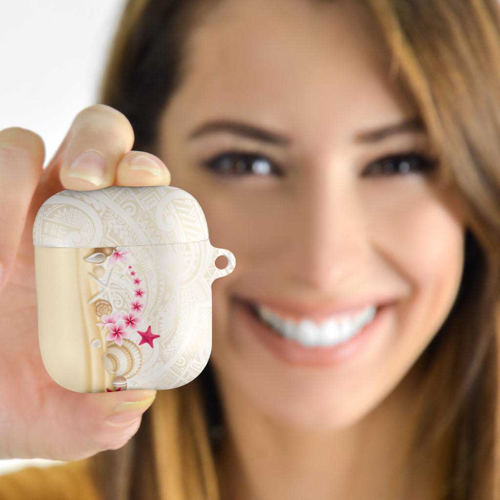 Beige Frangipani Sea Shell AirPods Case Starfish Polynesian Pattern - Polynesian Pride