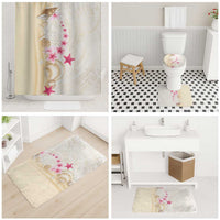 Beige Frangipani Sea Shell Bathroom Set Starfish Polynesian Pattern - Polynesian Pride