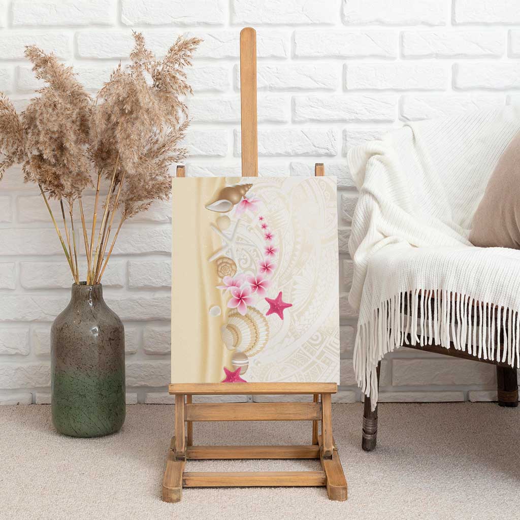 Beige Frangipani Sea Shell Canvas Wall Art Starfish Polynesian Pattern - Polynesian Pride