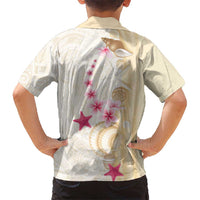 Beige Frangipani Sea Shell Family Matching Mermaid Dress and Hawaiian Shirt Starfish Polynesian Pattern - Polynesian Pride