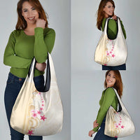 Beige Frangipani Sea Shell Grocery Bag Starfish Polynesian Pattern - Polynesian Pride