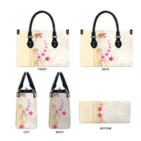 Beige Frangipani Sea Shell Leather Bag Starfish Polynesian Pattern - Polynesian Pride