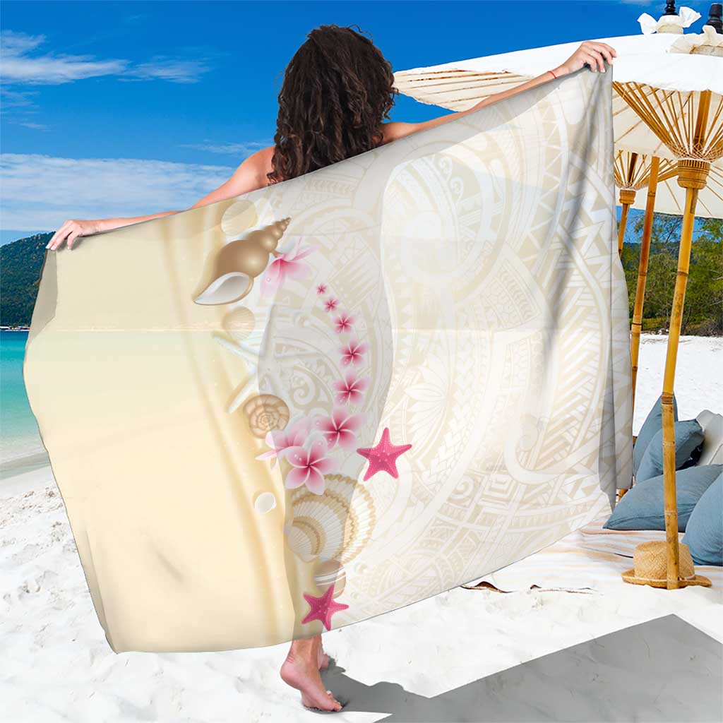 Beige Frangipani Sea Shell Sarong Starfish Polynesian Pattern - Polynesian Pride