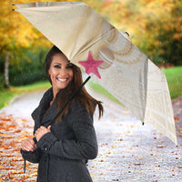 Beige Frangipani Sea Shell Umbrella Starfish Polynesian Pattern - Polynesian Pride