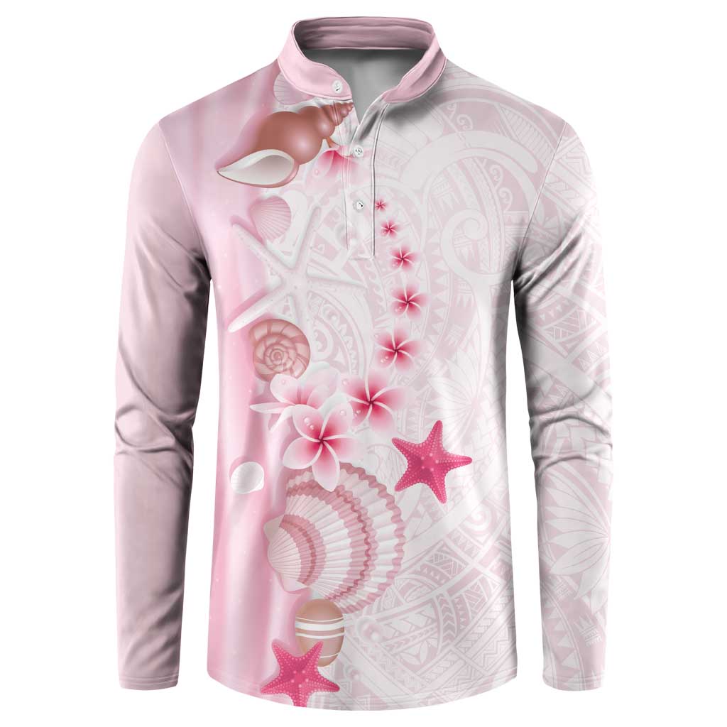 Pink Plumeria Sea Shell Button Sweatshirt Starfish Polynesian Pattern LT01 Pink - Polynesian Pride