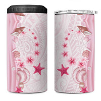 Pink Plumeria Sea Shell 4 in 1 Can Cooler Tumbler Starfish Polynesian Pattern LT01 One Size: 16 oz Pink - Polynesian Pride