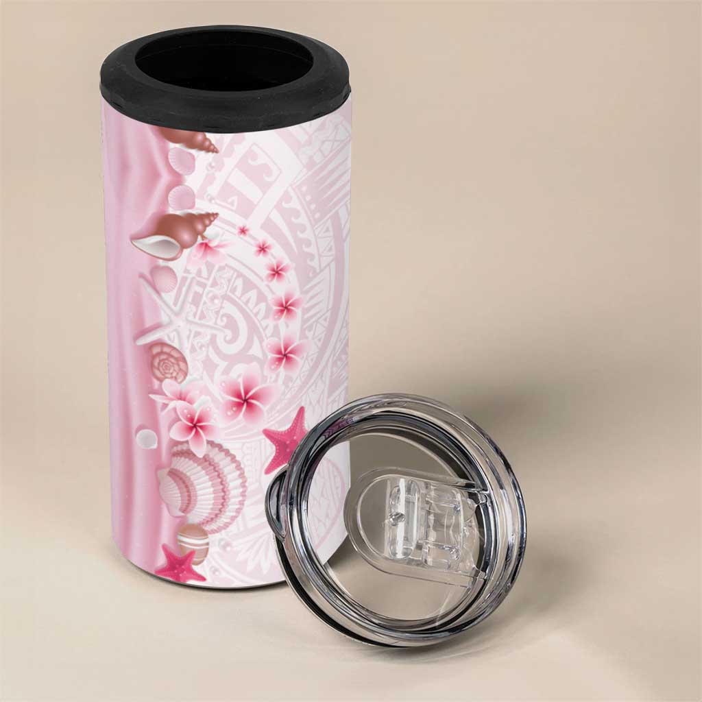 Pink Plumeria Sea Shell 4 in 1 Can Cooler Tumbler Starfish Polynesian Pattern LT01 - Polynesian Pride