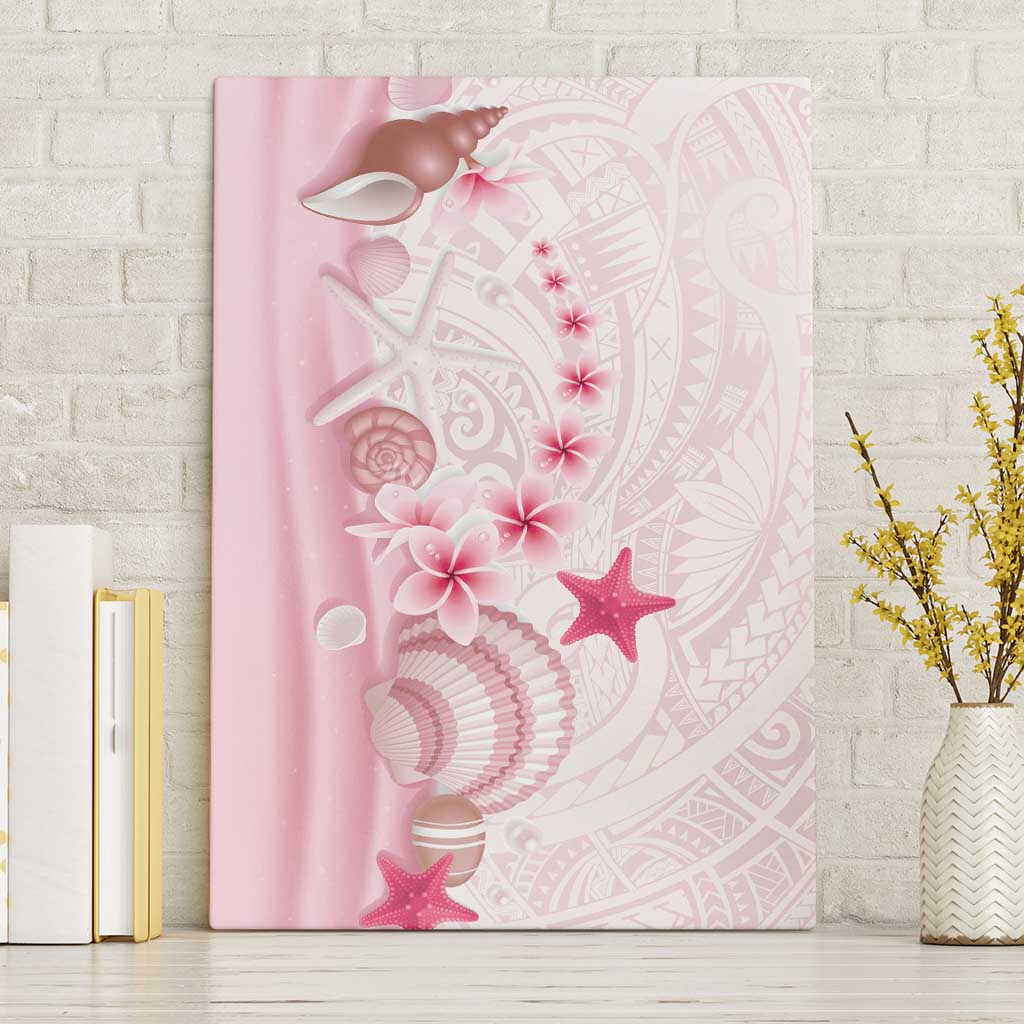Pink Plumeria Sea Shell Canvas Wall Art Starfish Polynesian Pattern LT01 Without Frame Pink - Polynesian Pride