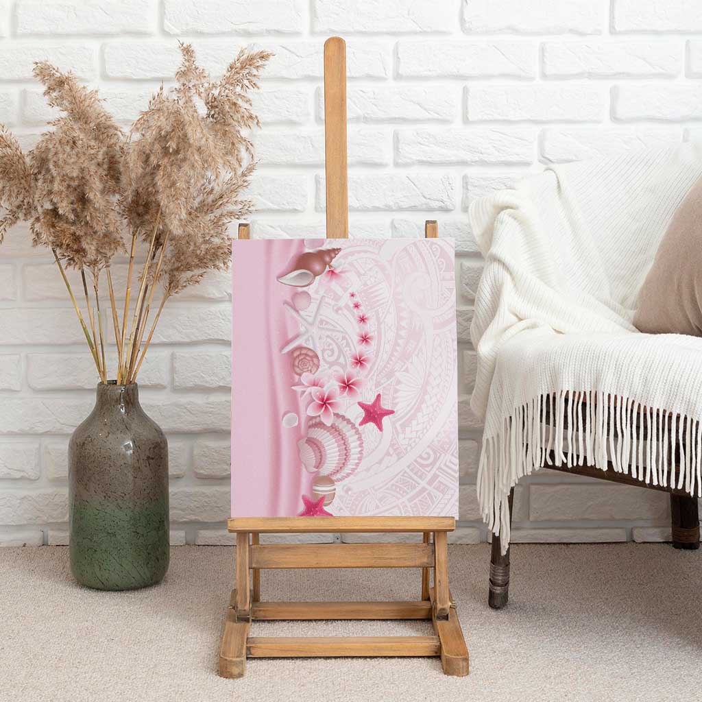 Pink Plumeria Sea Shell Canvas Wall Art Starfish Polynesian Pattern - Polynesian Pride