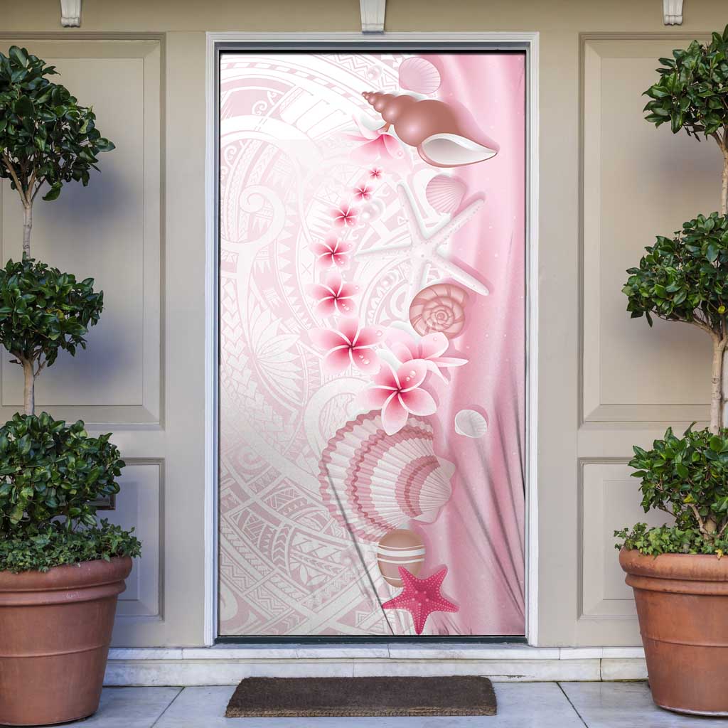 Pink Plumeria Sea Shell Door Cover Starfish Polynesian Pattern LT01 Pink - Polynesian Pride