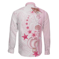 Pink Plumeria Sea Shell Family Matching Mermaid Dress and Hawaiian Shirt Starfish Polynesian Pattern - Polynesian Pride