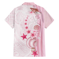 Pink Plumeria Sea Shell Family Matching Summer Maxi Dress and Hawaiian Shirt Starfish Polynesian Pattern - Polynesian Pride