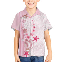 Pink Plumeria Sea Shell Family Matching Summer Maxi Dress and Hawaiian Shirt Starfish Polynesian Pattern - Polynesian Pride