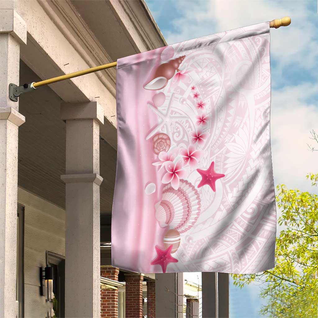 Pink Plumeria Sea Shell Garden Flag Starfish Polynesian Pattern LT01 House Flag Pink - Polynesian Pride