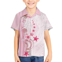 Pink Plumeria Sea Shell Hawaiian Shirt Starfish Polynesian Pattern - Polynesian Pride