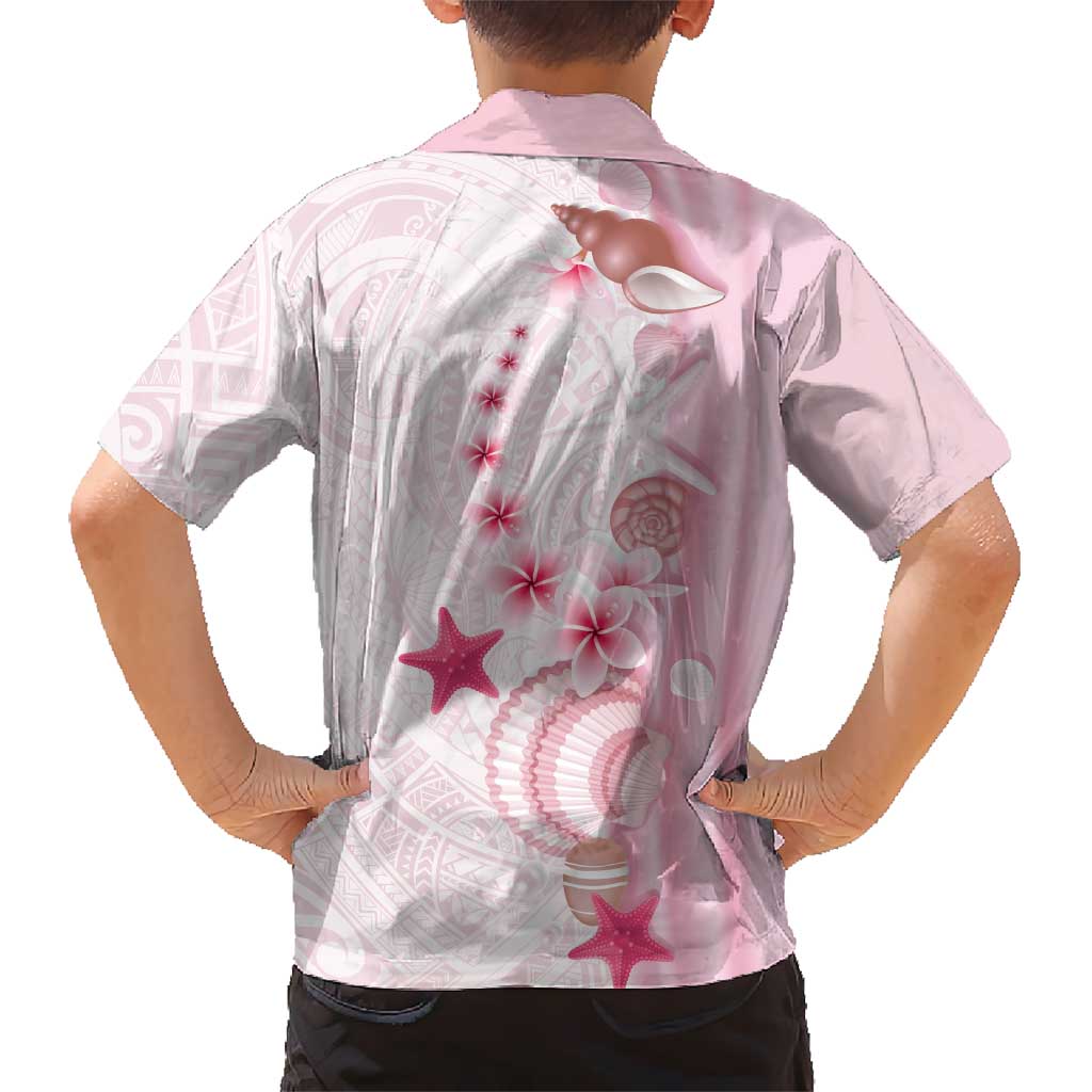 Pink Plumeria Sea Shell Hawaiian Shirt Starfish Polynesian Pattern - Polynesian Pride