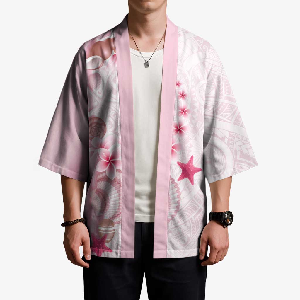 Pink Plumeria Sea Shell Kimono Starfish Polynesian Pattern - Polynesian Pride