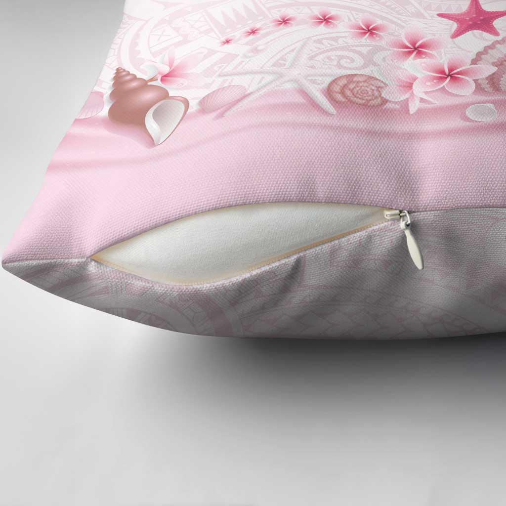 Pink Plumeria Sea Shell Pillow Cover Starfish Polynesian Pattern - Polynesian Pride