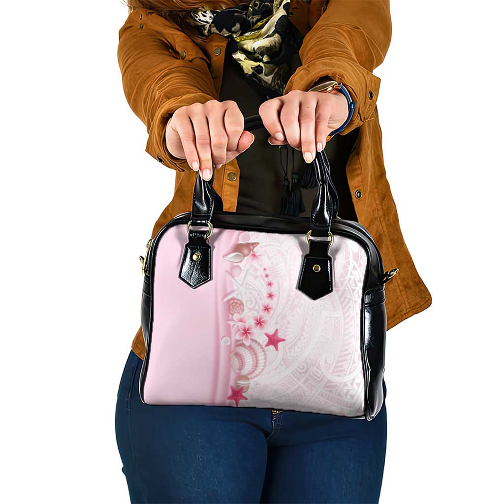Pink Plumeria Sea Shell Shoulder Handbag Starfish Polynesian Pattern - Polynesian Pride
