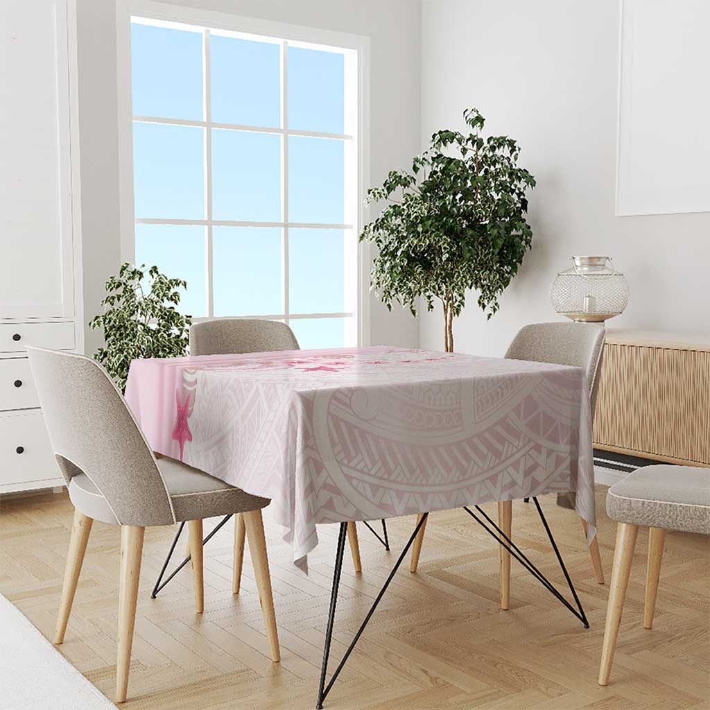 Pink Plumeria Sea Shell Tablecloth Starfish Polynesian Pattern - Polynesian Pride